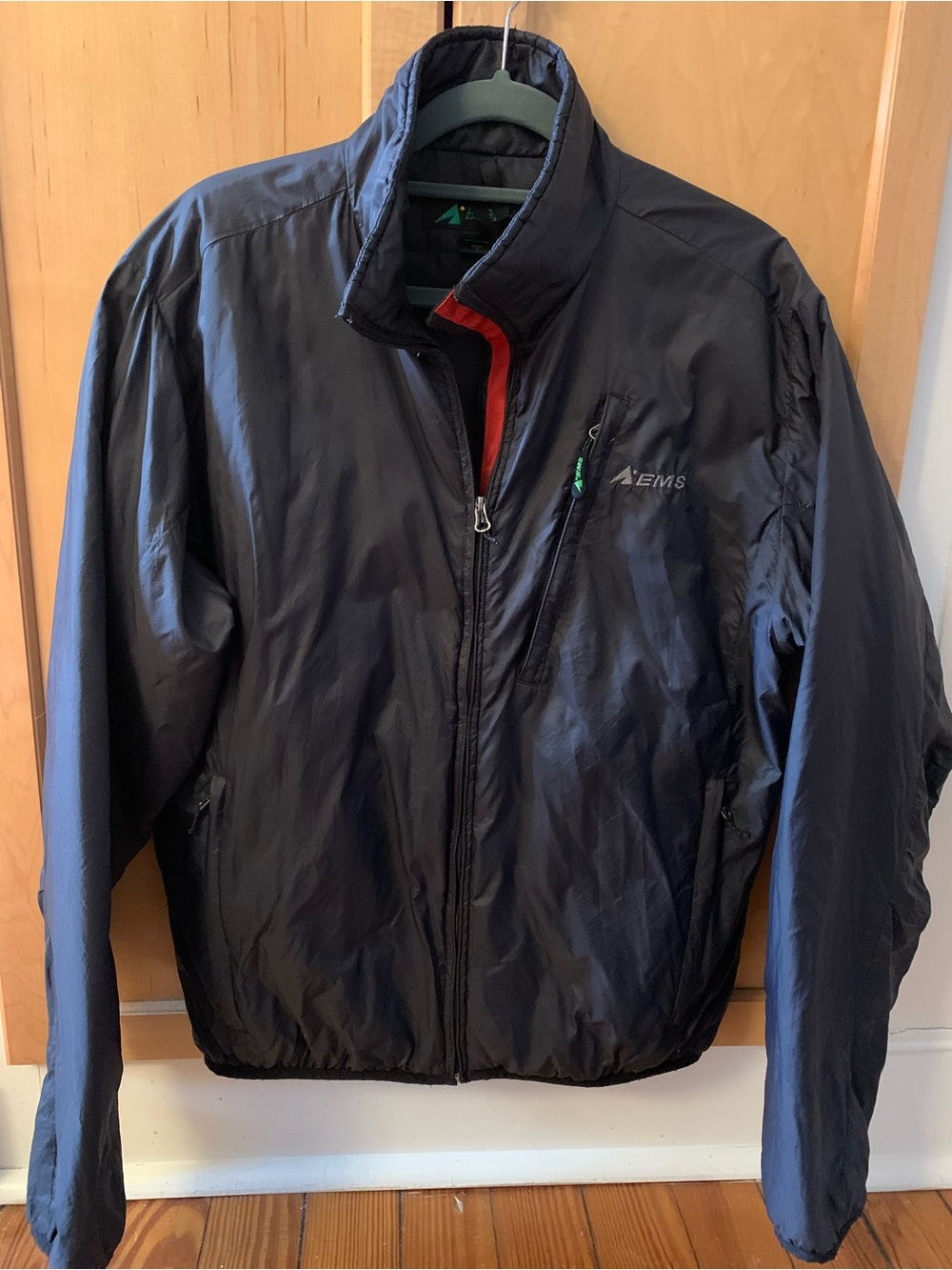 Eastern Mountain Sports Black Windbreaker with Red Trim Size S